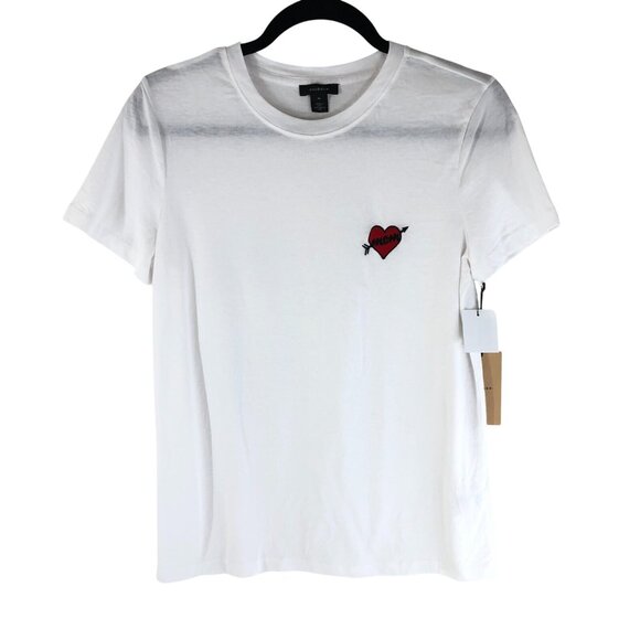 Halogen Tops - Halogen Womens T Shirt Top Mom Heart Arrow Crew Neck Short Sleeve White M